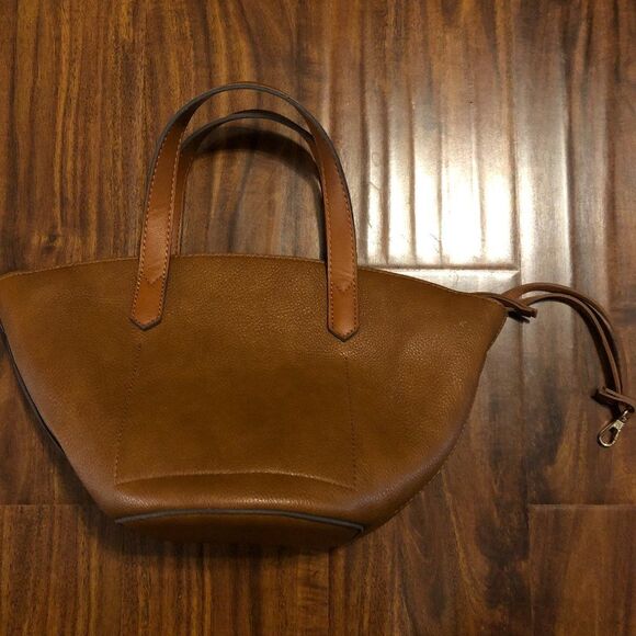 Street Level, Brown Small Trapeze Crossbody Tote or Purse - Picture 2 of 12